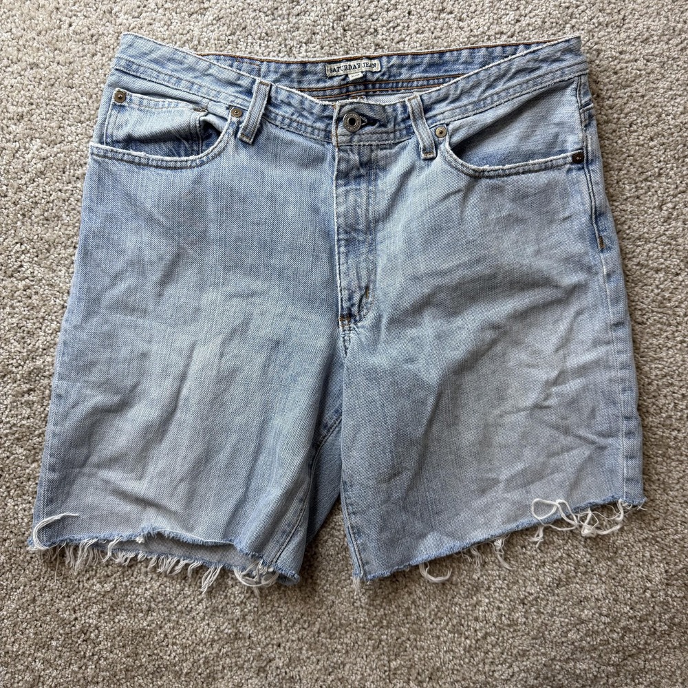 Polo Jeans Company Denim Shorts Womens 31 12 Light Wash Cutoff Frayed Hem Casual